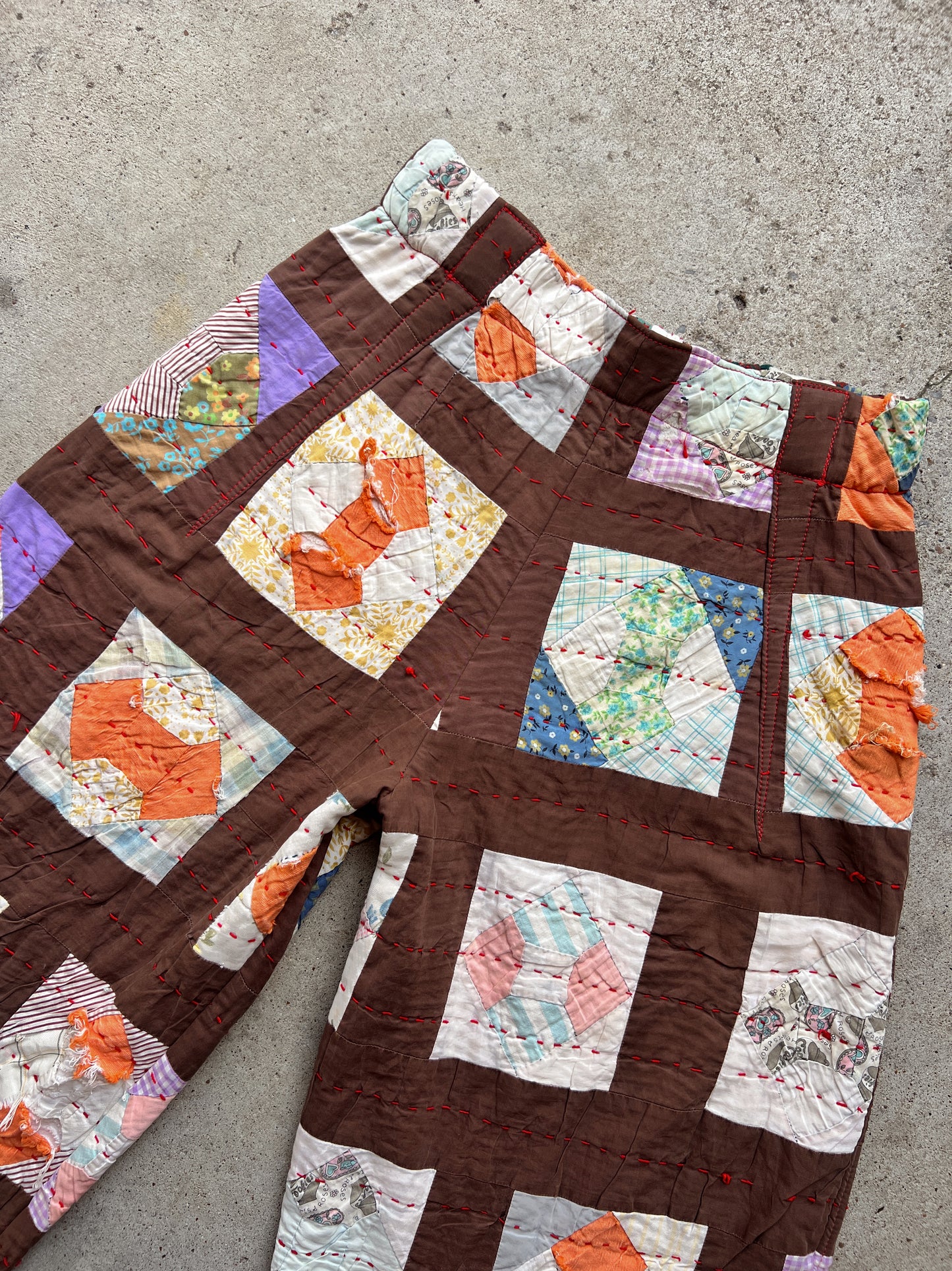 Brown Barrel Leg Quilt Pant