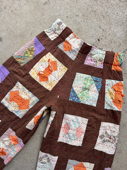 Brown Barrel Leg Quilt Pant