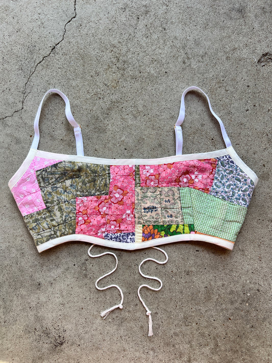 Log Cabin Quilt Bra Top (C/D CUP) 27"-32"