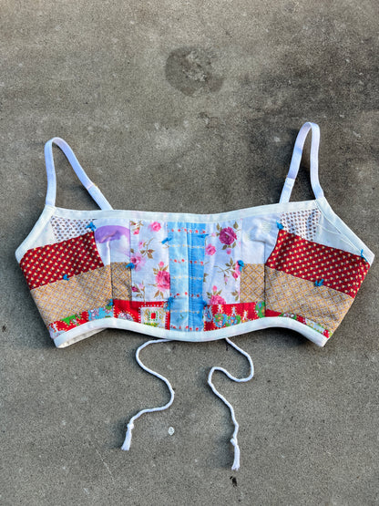 Red Log Quilt Bra Top (C/D CUP) 27"-32"