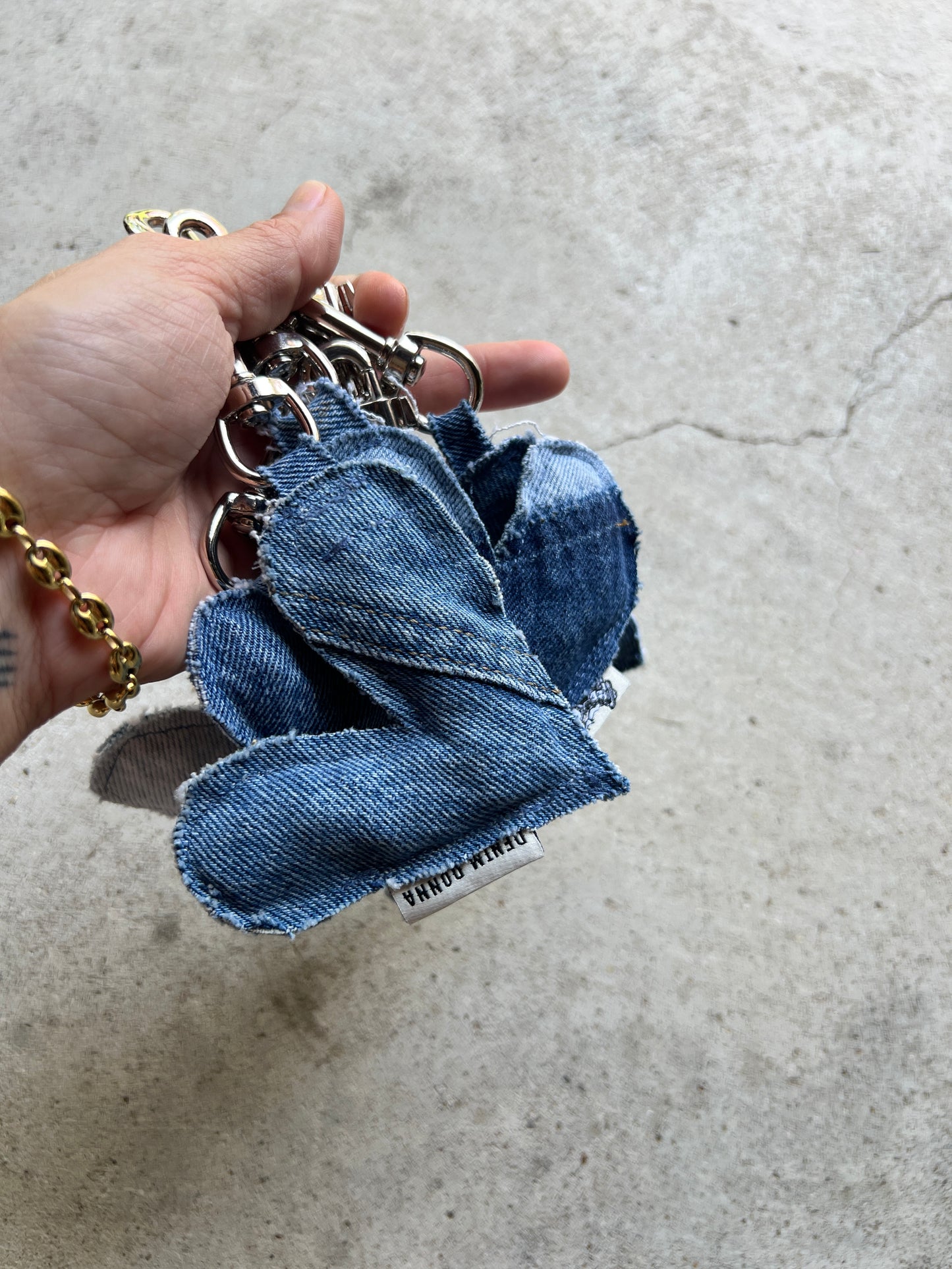 Denim Heart Keychain