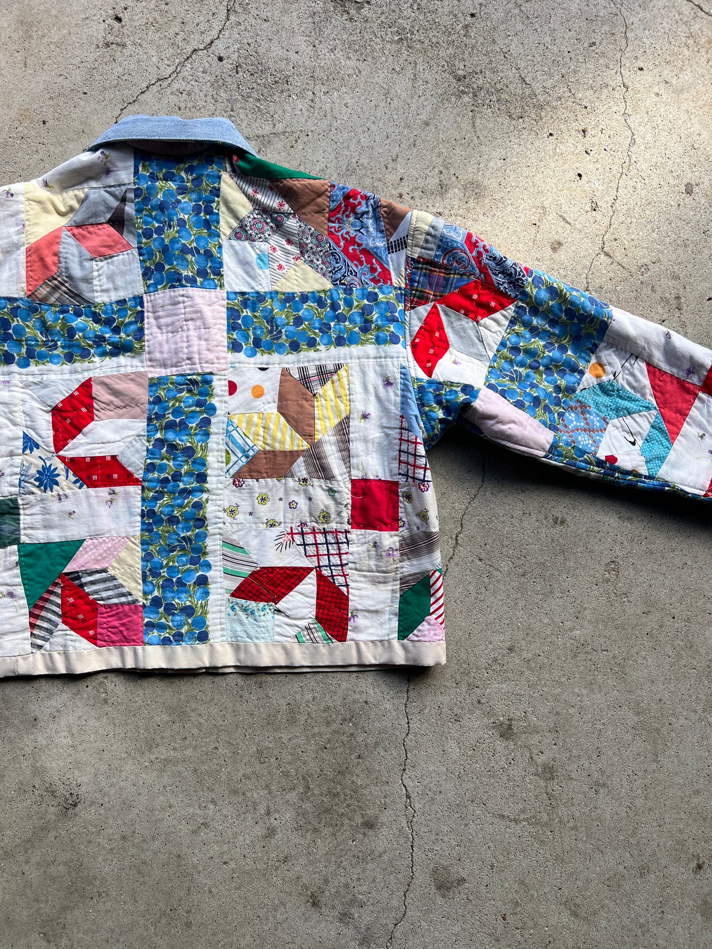 Quilt Coat w/ Denim Details