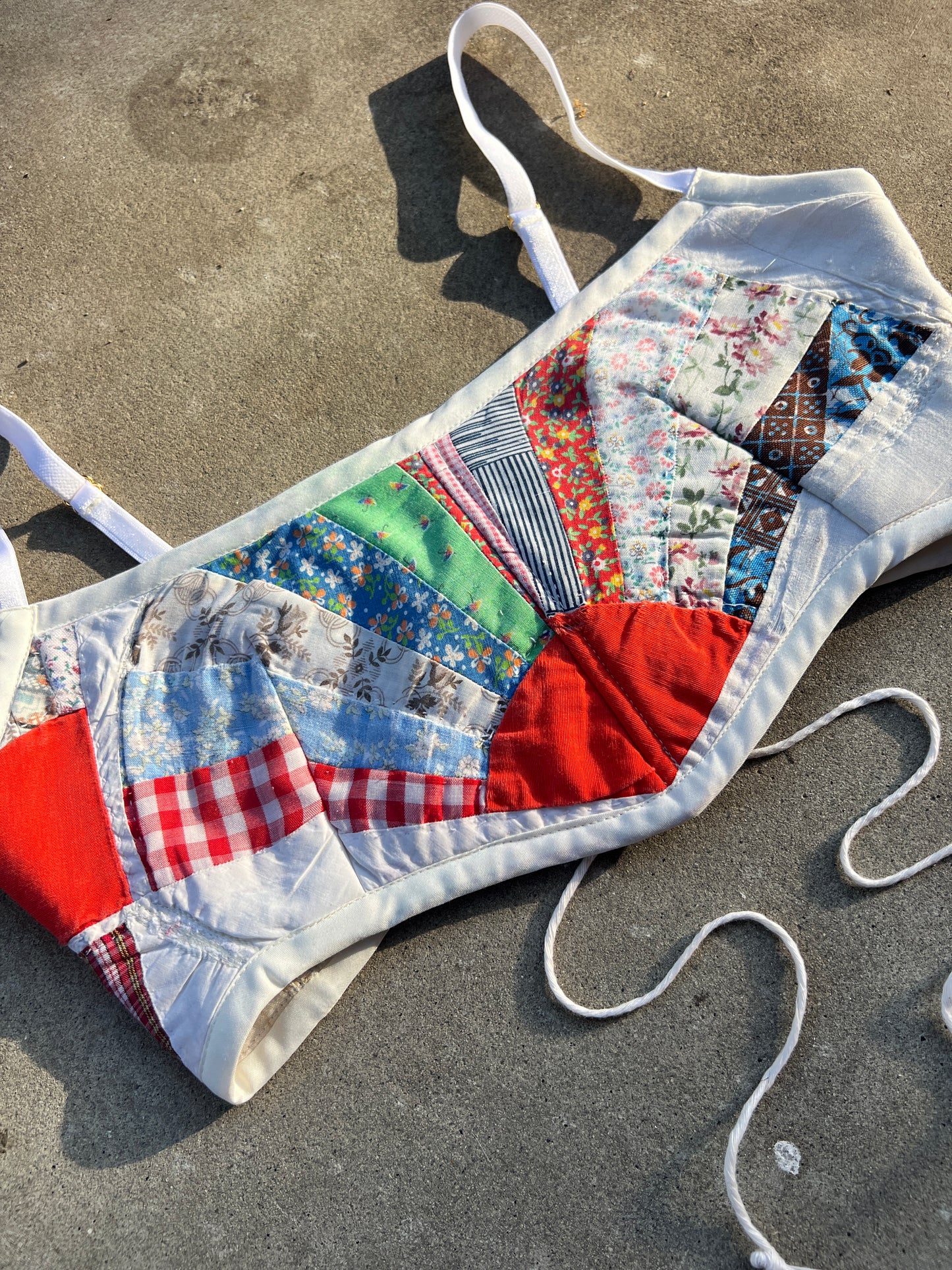 Red Fan Quilt Bra Top (A/B CUP) 28" - 32"