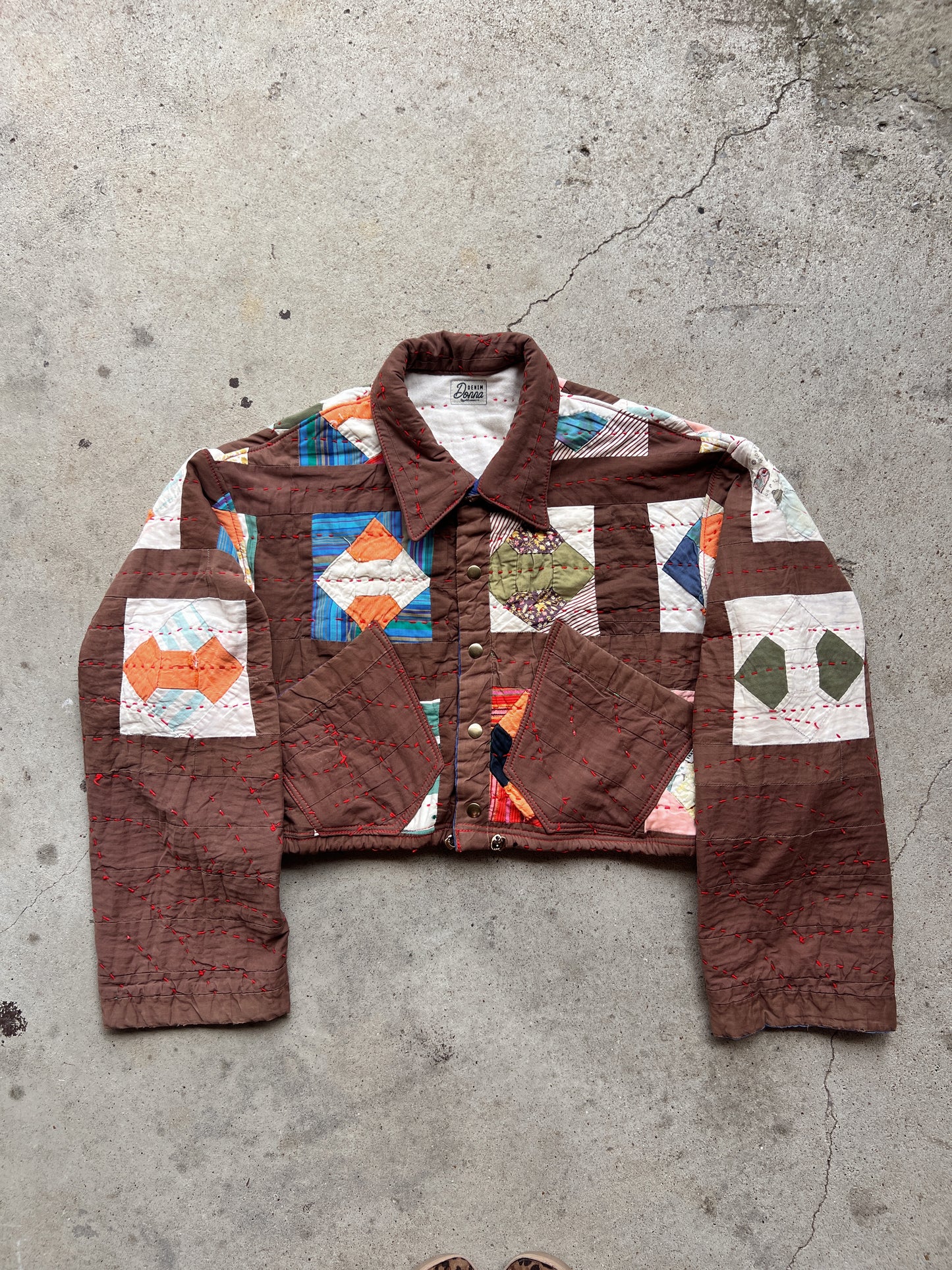 Brown Crop Quilt Jacket