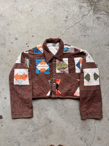 Brown Crop Quilt Jacket