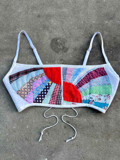 Red Fan Quilt Bra Top (DD CUP) 32"-36"