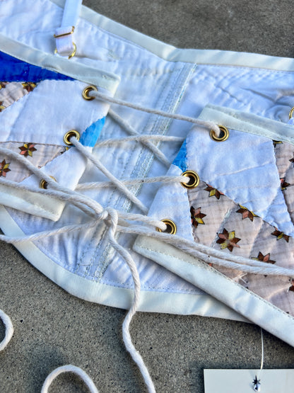 Blue/White Quilt Bra Top (A/B CUP) 25" - 28"