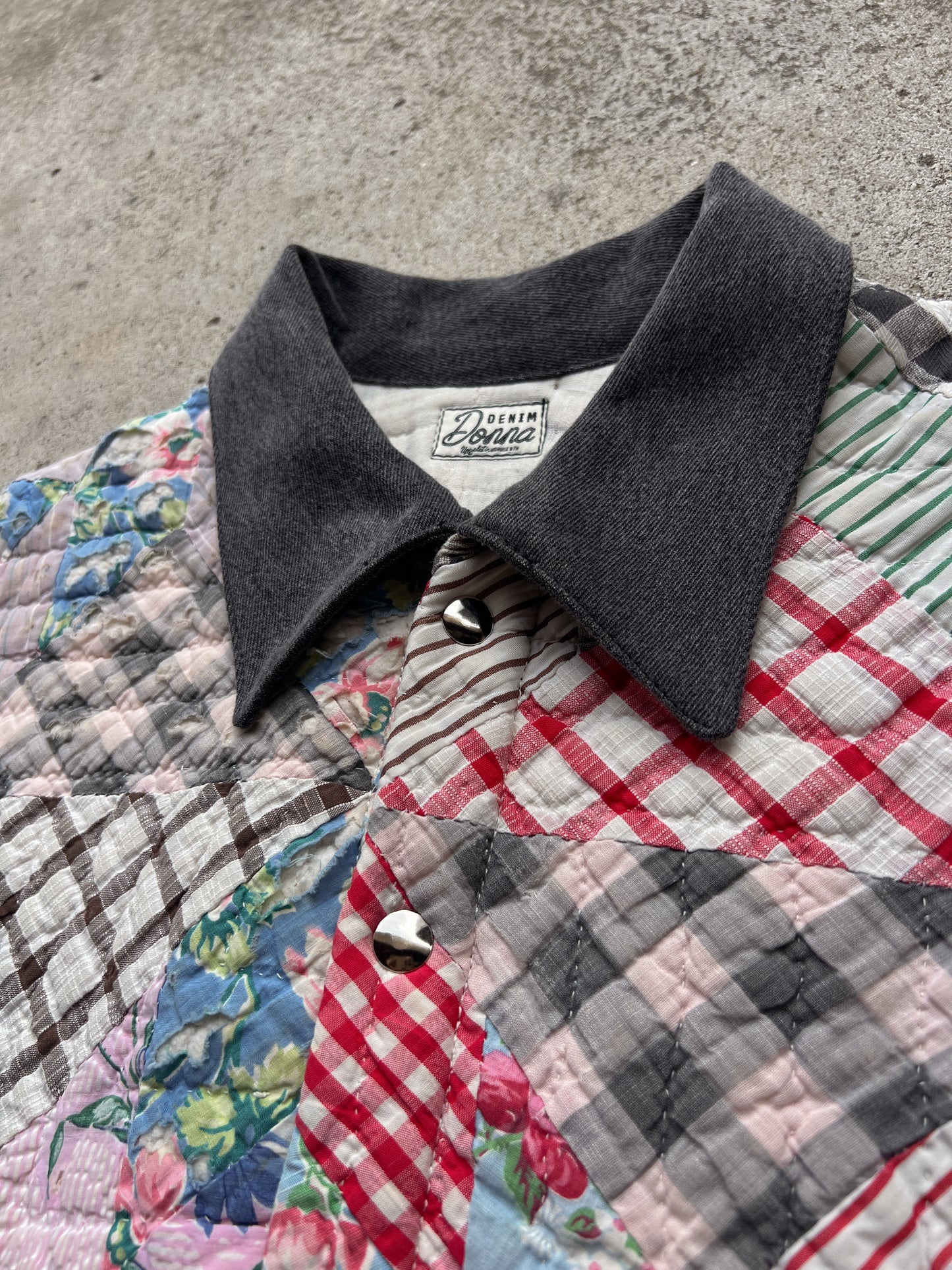 Black Denim Corset Back Quilt Jacket