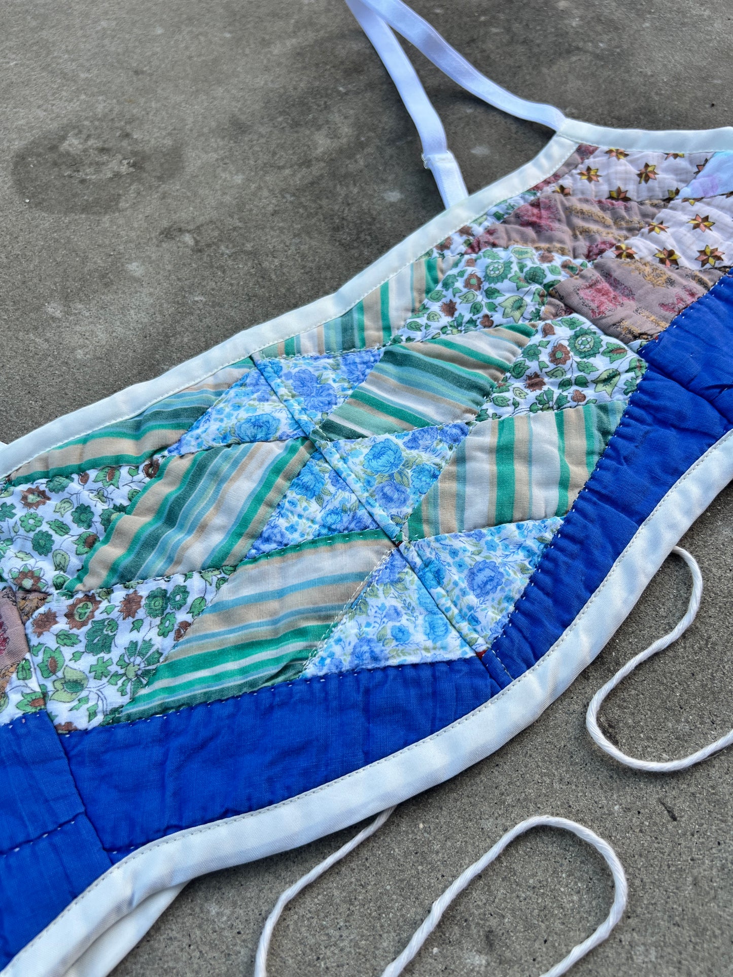 Blue/White Quilt Bra Top (DD CUP) 34"-38"
