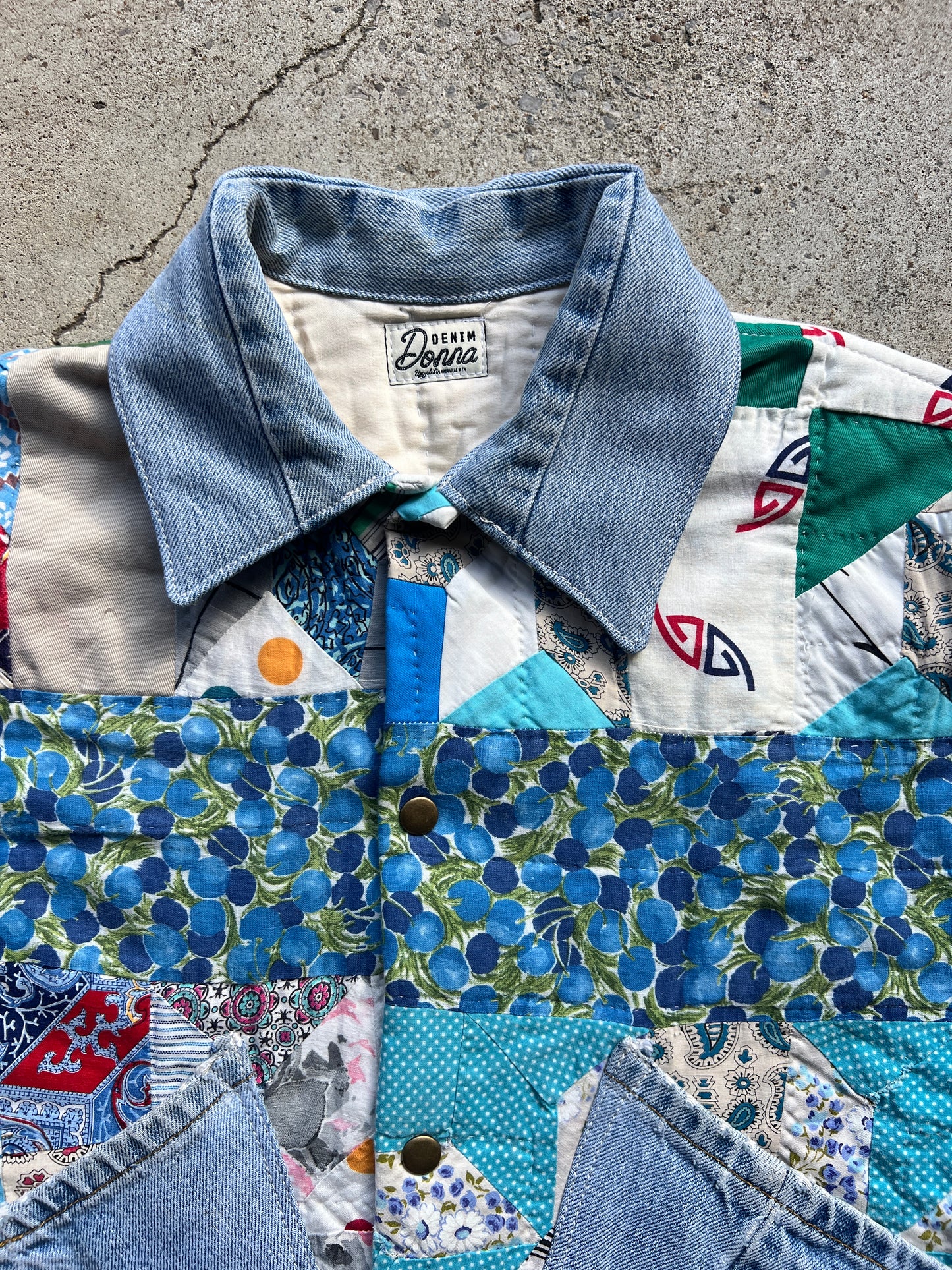 Quilt Coat w/ Denim Details