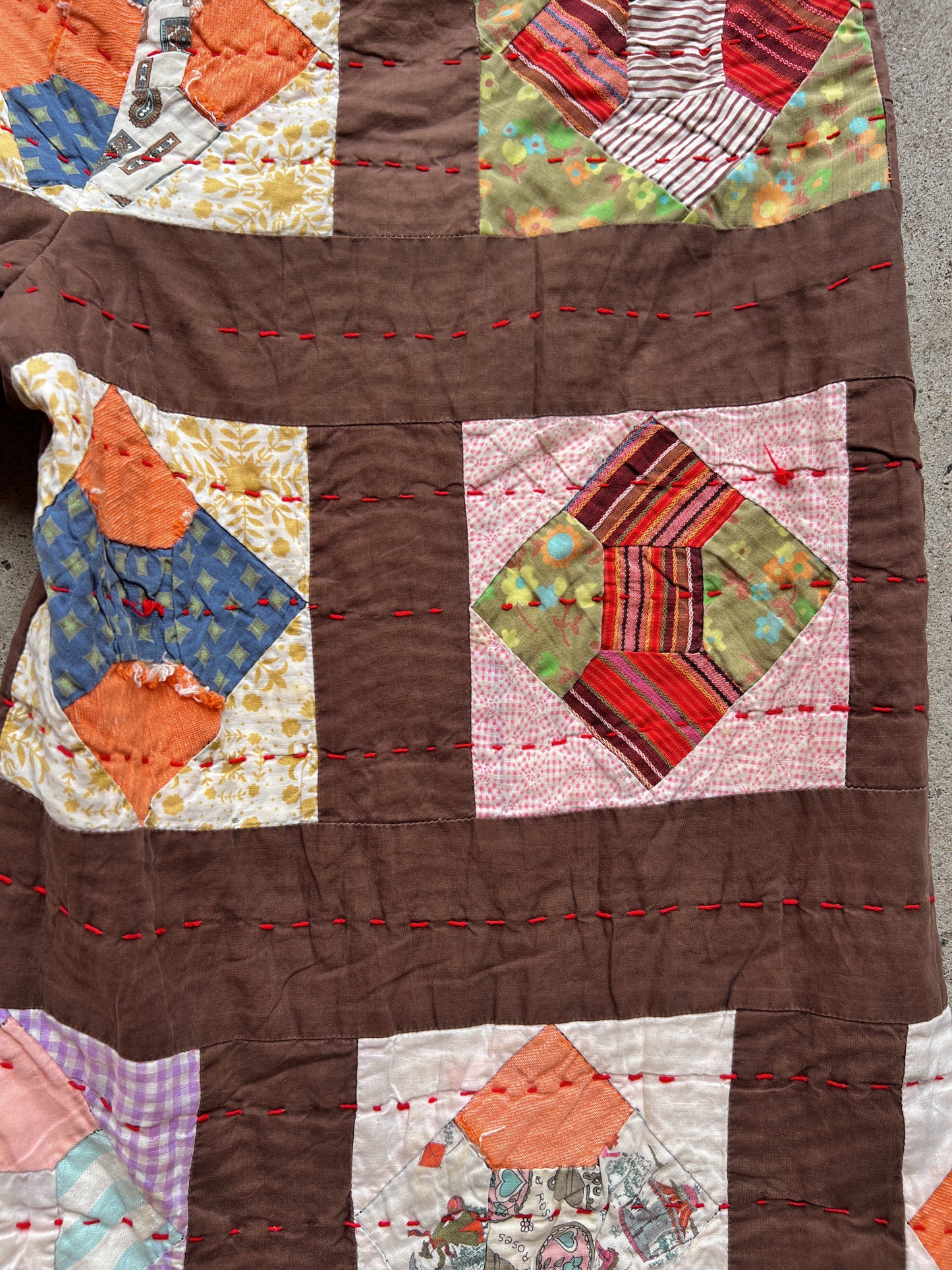 Brown Barrel Leg Quilt Pant