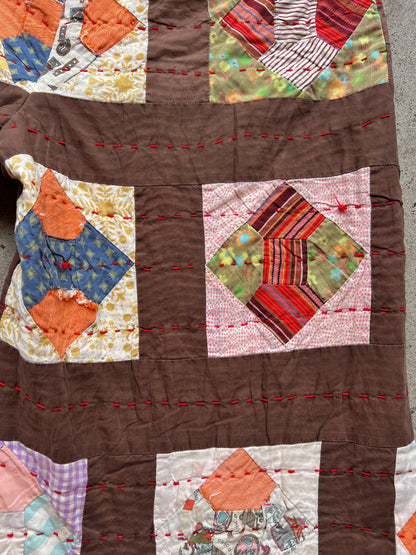 Brown Barrel Leg Quilt Pant