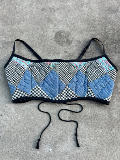 Blue Quilt Bra Top (DD CUP) 32"-36"
