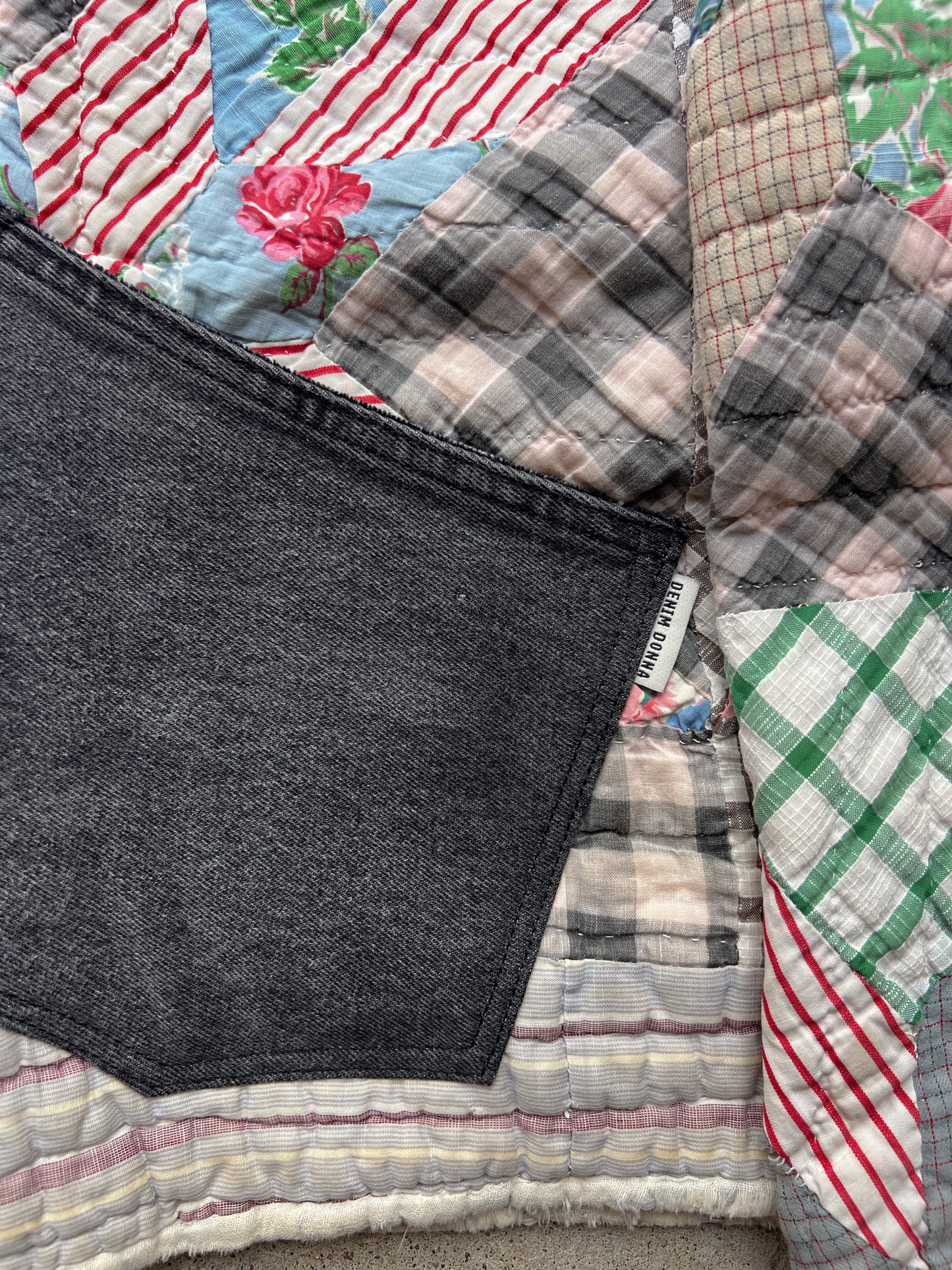 Black Denim Corset Back Quilt Jacket