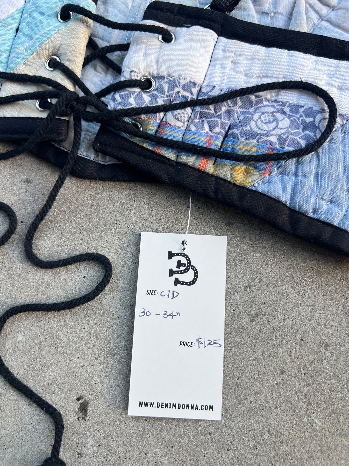 Blk Distressed Quilt Bra Top (C/D CUP) 30"-34"