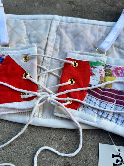 Red Fan Quilt Bra Top (DD CUP) 32"-36"