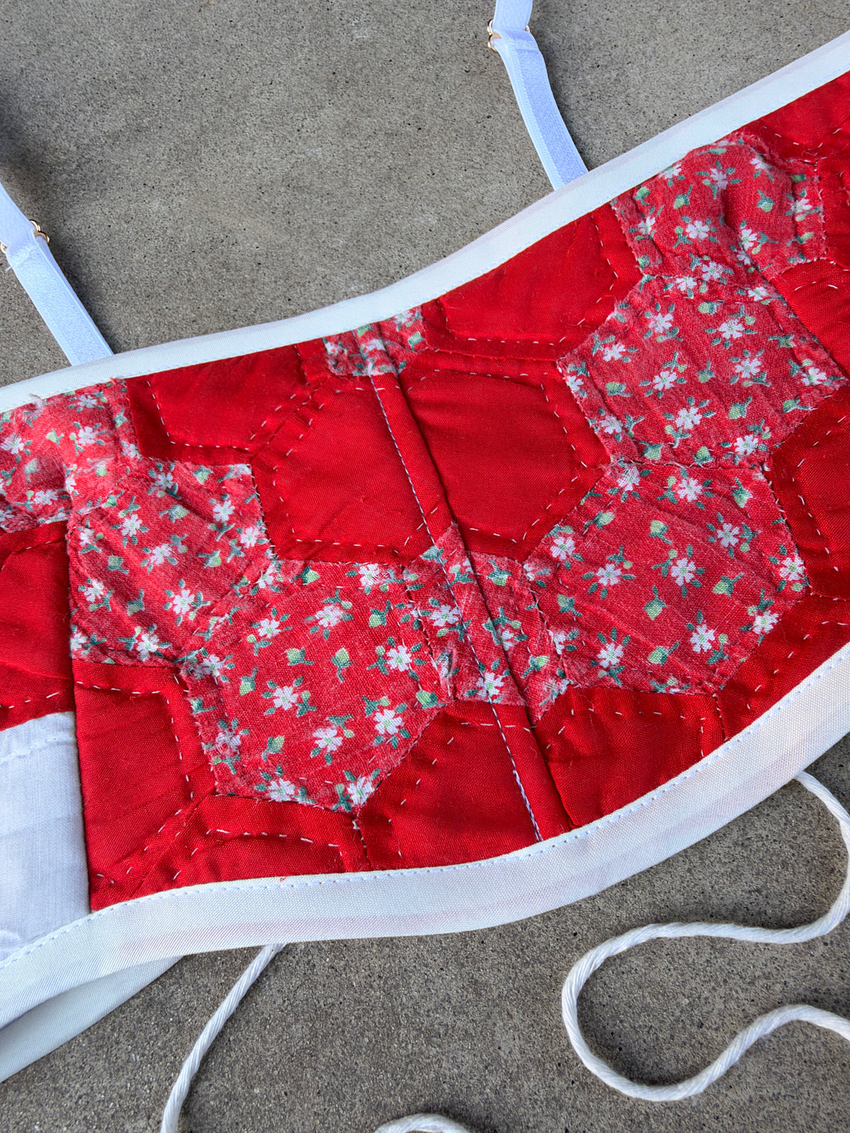 Red Flower Quilt Bra Top (C/D CUP) 27"-32"
