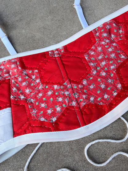 Red Flower Quilt Bra Top (C/D CUP) 27"-32"