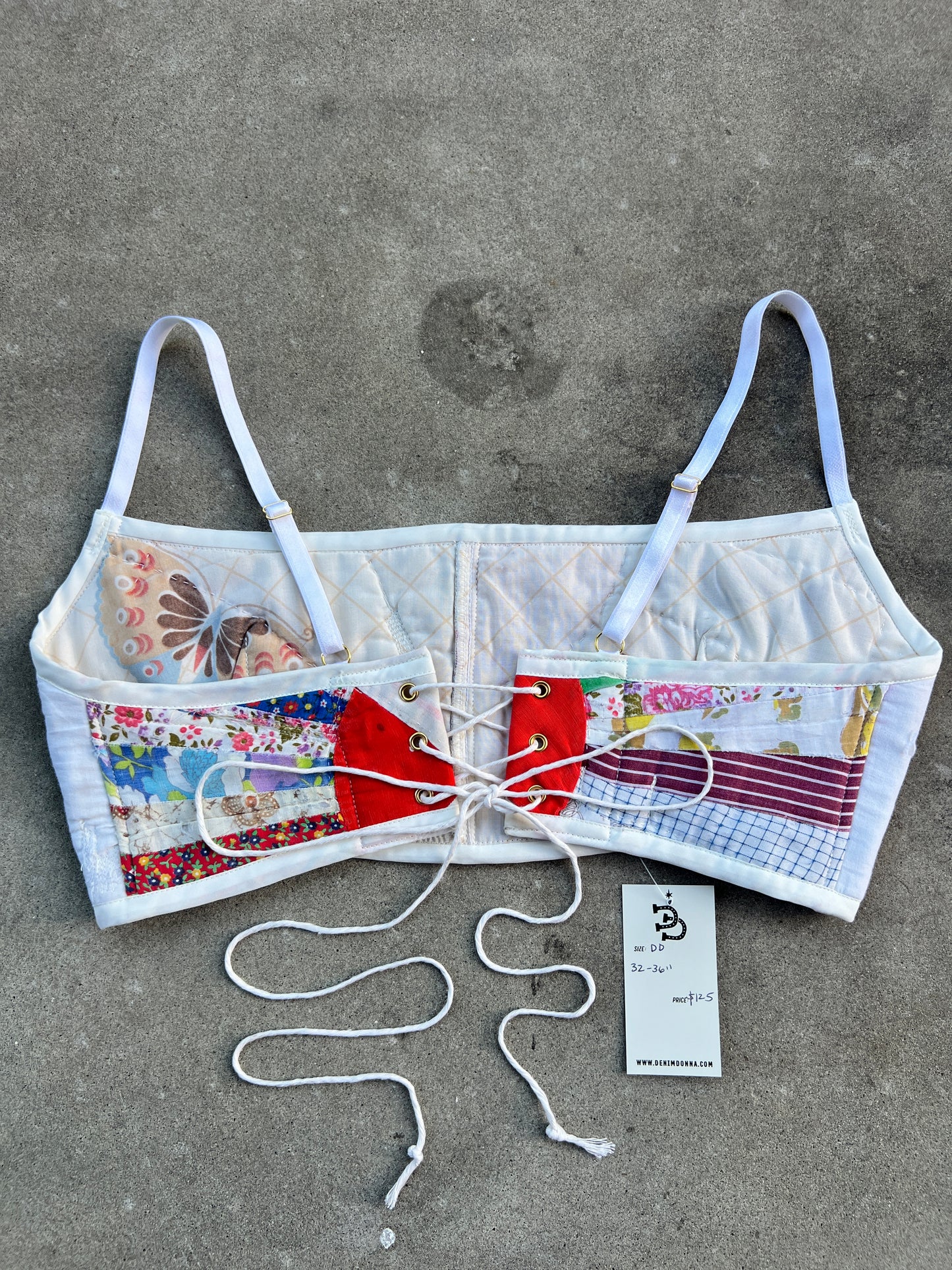 Red Fan Quilt Bra Top (DD CUP) 32"-36"