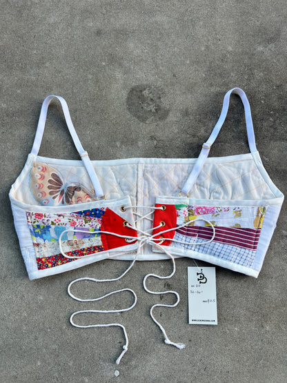 Red Fan Quilt Bra Top (DD CUP) 32"-36"