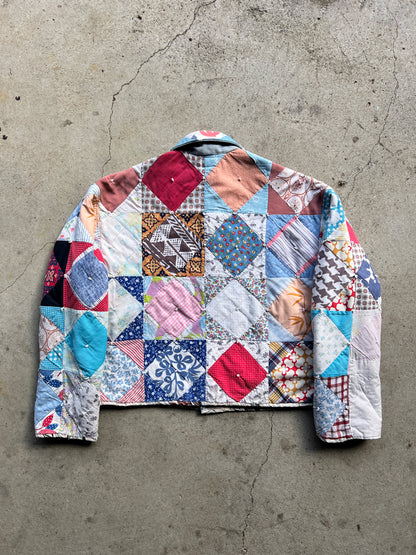Quilt Coat w/ Denim Details