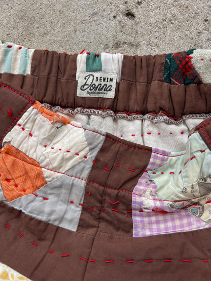 Brown Barrel Leg Quilt Pant
