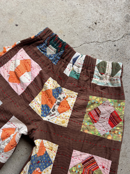 Brown Barrel Leg Quilt Pant