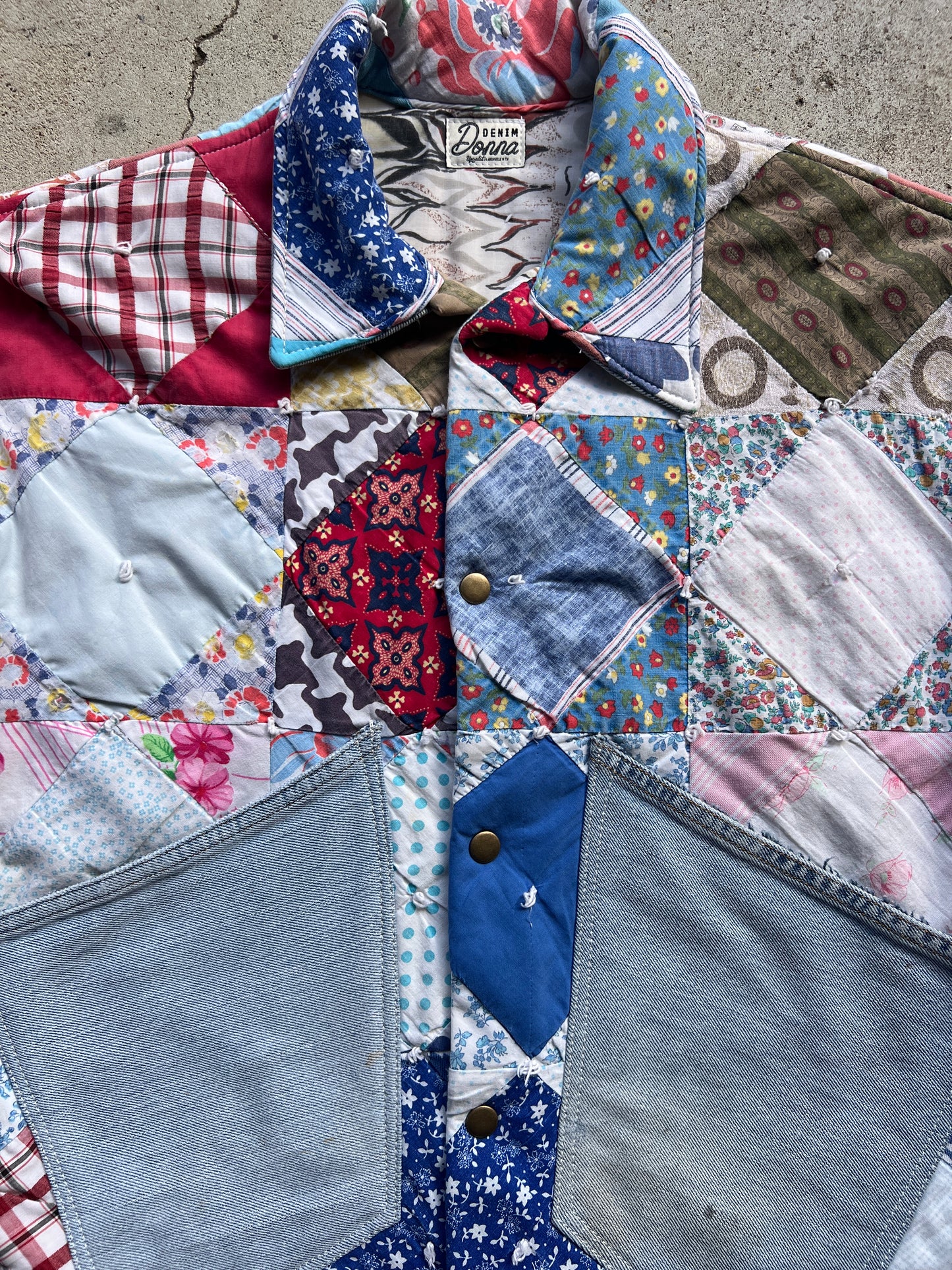 Quilt Coat w/ Denim Details