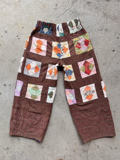 Brown Barrel Leg Quilt Pant