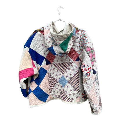 x marks the spot - Upcycled Quilt Hoodie